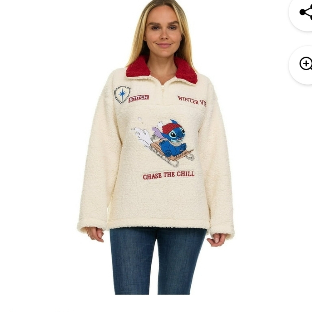 (5)Character Disney Winter Sherpa Pullover with Stitch Design